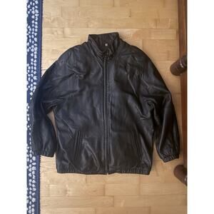 VTG FIELD GEAR FG Premium Leather Jacket Black Removable Lining Zipper Funnel M